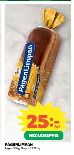 Coop PÅGENLIMPAN, Medlemspris erbjuda