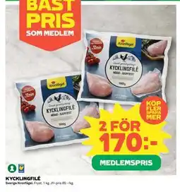 Coop KYCKLINGFILÉ, Medlemspris erbjuda