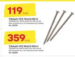 Byggmax Trådspik VFZ 75x2,8 250 st erbjuda