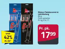 Fleggaard Malaco Flødekaramel el. Lakridsstang erbjuda