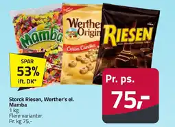 Fleggaard Storck Riesen, Werther's el. Mamba erbjuda