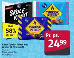 Fleggaard Fazer Tyrkisk Peber, Hot & Sour el. Skolekridt erbjuda