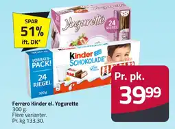 Fleggaard Ferrero Kinder el. Yogurette erbjuda