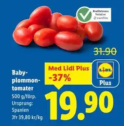 Lidl Babyplommontomater, Pris i appen erbjuda