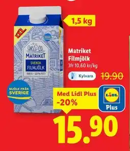 Lidl Matriket Filmjölk, Pris i appen erbjuda