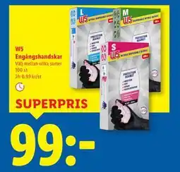 Lidl W5 Engångshandskar, SEK 99 erbjuda