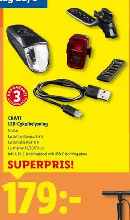 Lidl CRIVIT LED-Cykelbelysning, SEK 179 erbjuda