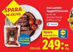 Lidl Svea Lantkött Ryggbiff/Entrecôte, Medlemspris erbjuda
