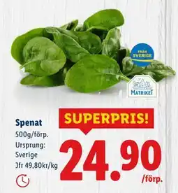 Lidl Spenat, SEK 24.9 erbjuda