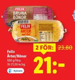 Lidl Felix Ärter/Bönor, SEK 21 erbjuda