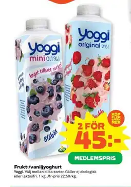 Coop Frukt-/vaniljyoghurt erbjuda