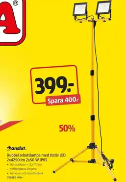 Jula Anslut.. dubbel arbetslampa med stativ led 2x4250 lm 2x50 w ip65 erbjuda