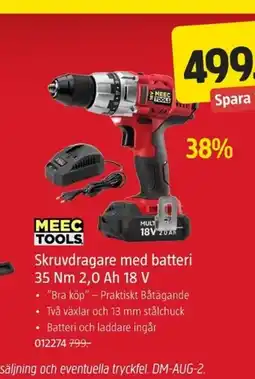 Jula MEEC TOOLS. Skruvdragare med batteri 35 Nm 2,0 Ah 18 V erbjuda