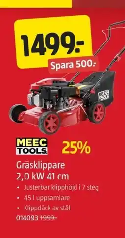Jula MEEC TOOLS Gräsklippare 2,0 kW 41 cm erbjuda