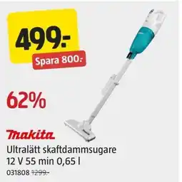 Jula Thakita Ultralätt skaftdammsugare 12 V 55 min erbjuda