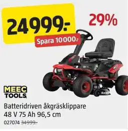 Jula Meec tools batteridriven åkgräsklippare 48 v 75 ah 96,5 cm erbjuda