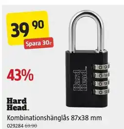 Jula Hard Head Kombinationshänglås 87x38 mm erbjuda
