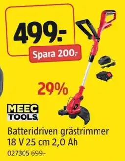 Jula MEEC TOOLS Batteridriven grästrimmer 18 V 25 cm 2,0 Ah erbjuda