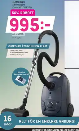 Elon ELECTROLUX Dammsugare Clean 500 EB51C1DB erbjuda