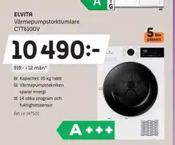 Elon ELVITA Värmepumpstorktumlare CTT6100V erbjuda