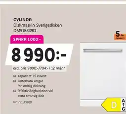 Elon CYLINDA Diskmaskin Sverigedisken DM915339D erbjuda