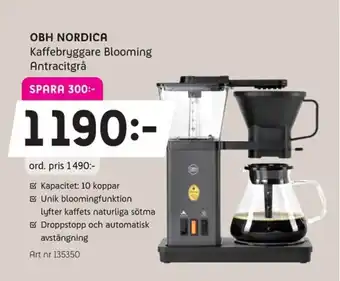 Elon OBH NORDICA Kaffebryggare Blooming Antracitgrå erbjuda