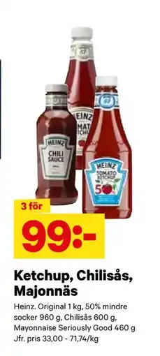 City Gross Ketchup, Chilisås, Majonnäs, SEK 99 erbjuda