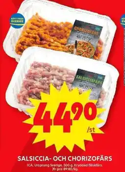 ICA Maxi ICA Salsiccia- och chorizofärs erbjuda