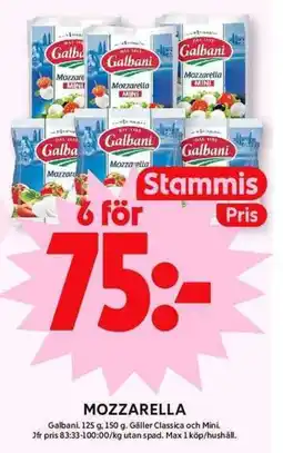 ICA Maxi GALBANI Mozzarella erbjuda