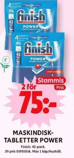 ICA Maxi FINISH Maskindisk- tabletter power erbjuda
