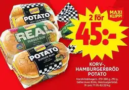 ICA Maxi Korv-, hamburgerbröd potato erbjuda