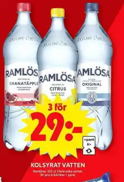 ICA Maxi RAMLÖSA Kolsyrat vatten erbjuda