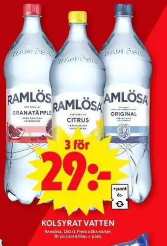 ICA Maxi RAMLÖSA Kolsyrat vatten erbjuda