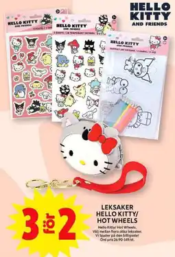 ICA Maxi Leksaker hello kitty/ hot wheels erbjuda