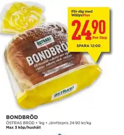 Willys ÖSTRAS BRÖD Bondbröd erbjuda
