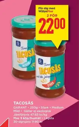 Willys GARANT Tacosås erbjuda