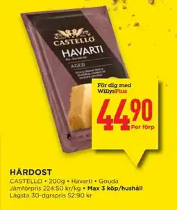 Willys CASTELLO Hårdost erbjuda
