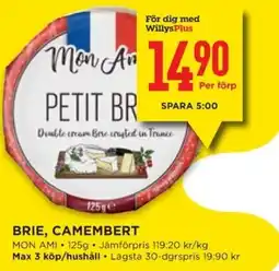 Willys MON AMI Brie, camembert erbjuda