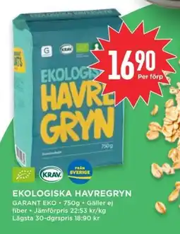Willys GARANT Ekologiska havregryn erbjuda