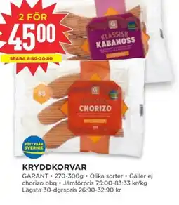 Willys GARANT Kryddkorvar erbjuda