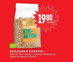 Willys GARANT Ekologiska kikärtor erbjuda