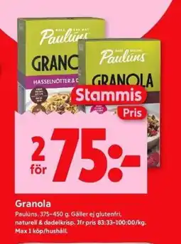 ICA Kvantum PAULÚNS Granola erbjuda