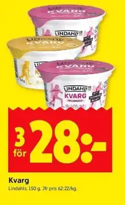 ICA Kvantum LINDAHLS Kvarg erbjuda