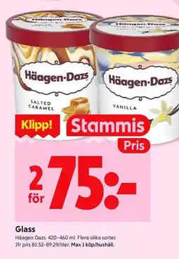 ICA Kvantum HÄAGEN DAZS Glass erbjuda