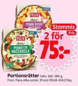 ICA Supermarket FELIX Portionsrätter erbjuda