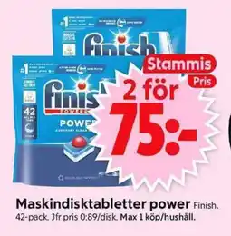 ICA Supermarket FINISH Maskindisktabletter power erbjuda