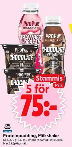ICA Supermarket Proteinpudding, milkshake erbjuda