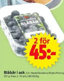 ICA Supermarket ICA Blåbär i ask erbjuda