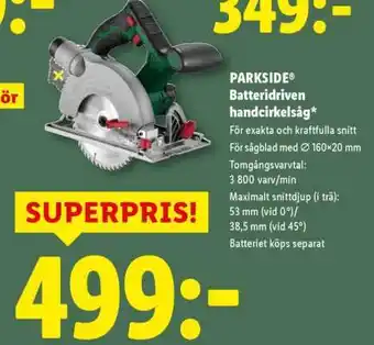 Lidl PARKSIDE Batteridriven handcirkelsåg erbjuda