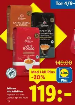 Lidl BELLAROM Hela kaffebönor erbjuda